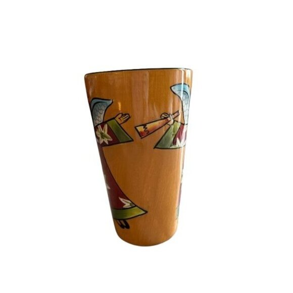 Mary Naylor Designs Coffee Mug Redware Hand-painted Angel with Horn design - Picture 4 of 6